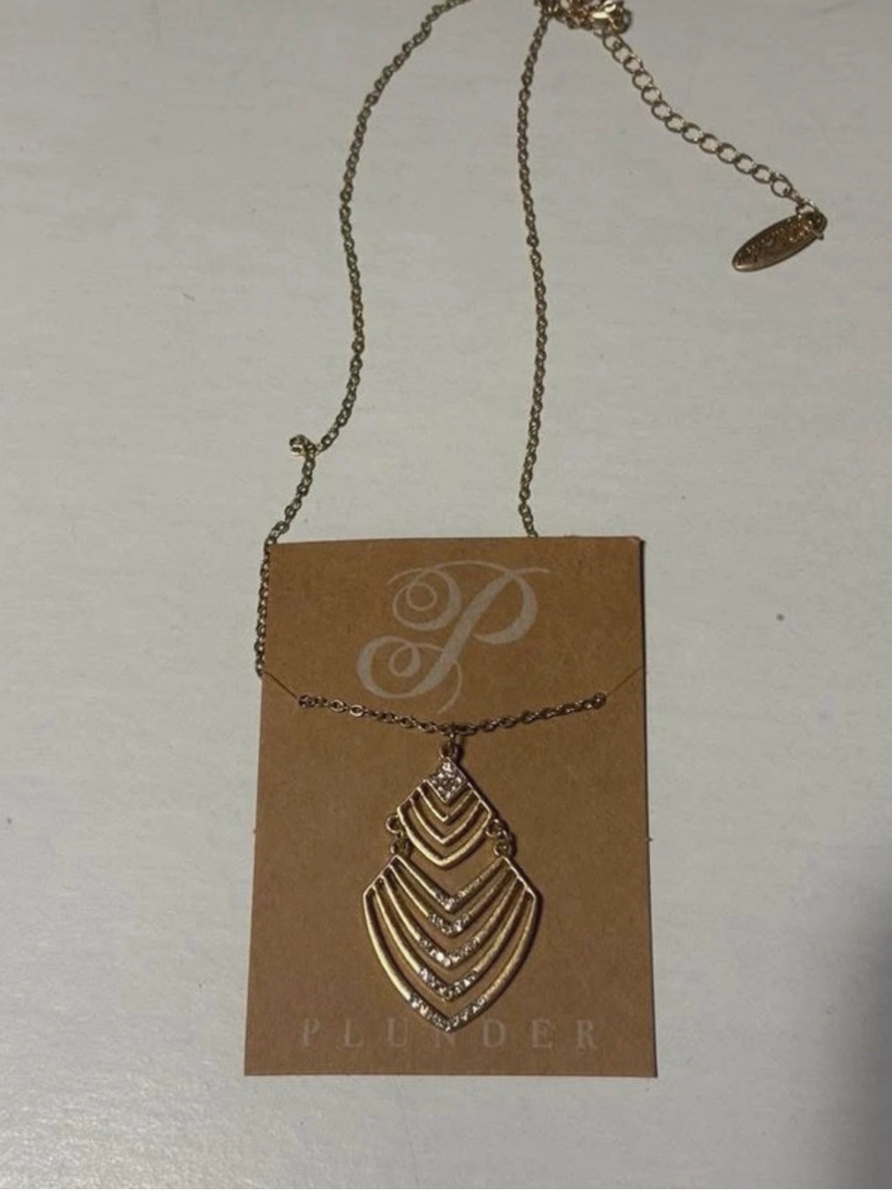 Plunder Gold Chevron Layered Pendant Necklace